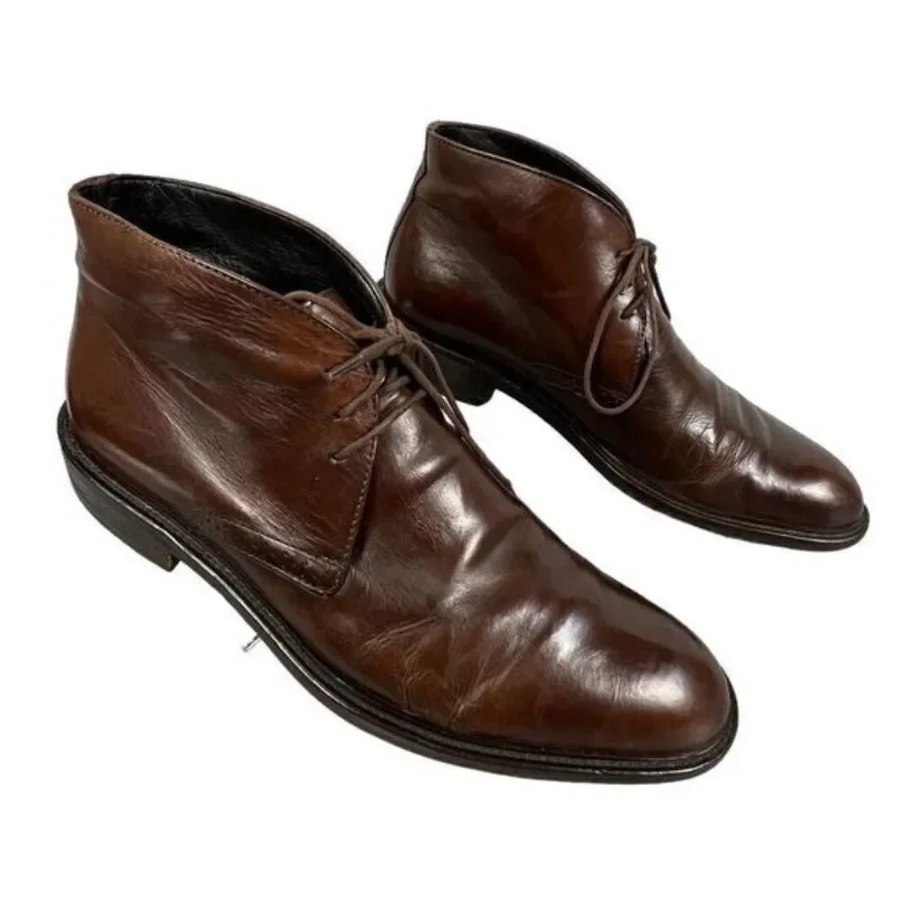 TO BOOT NEW YORK ADAM DERRICK MENS HIGH ANKLE SHOES BROWN SIZE 8 1/2